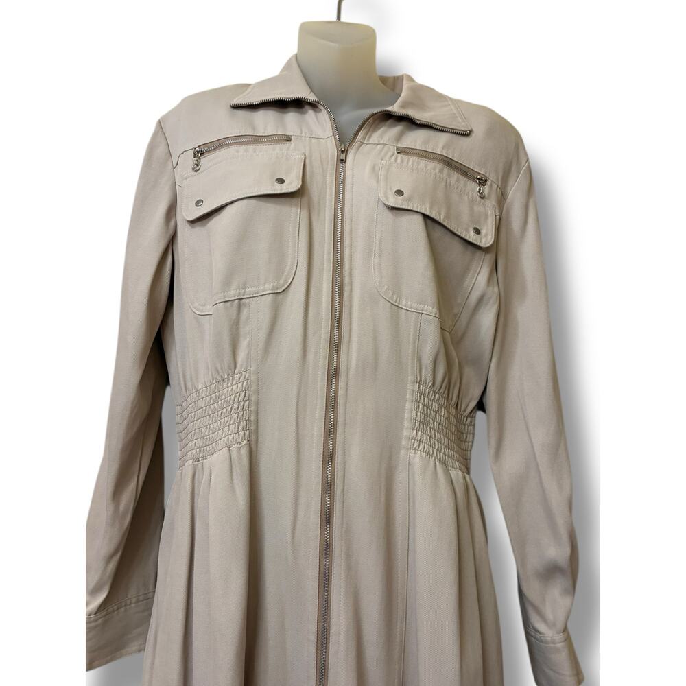 Karen Alexander vintage khaki full zip trench dress size 12 - Picture 7 of 15